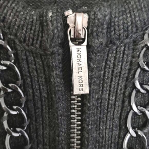 Michael Kors Women’s Cardigan Coastal Preppy Minimalist Zip Dark Gray Size M - Picture 5 of 9